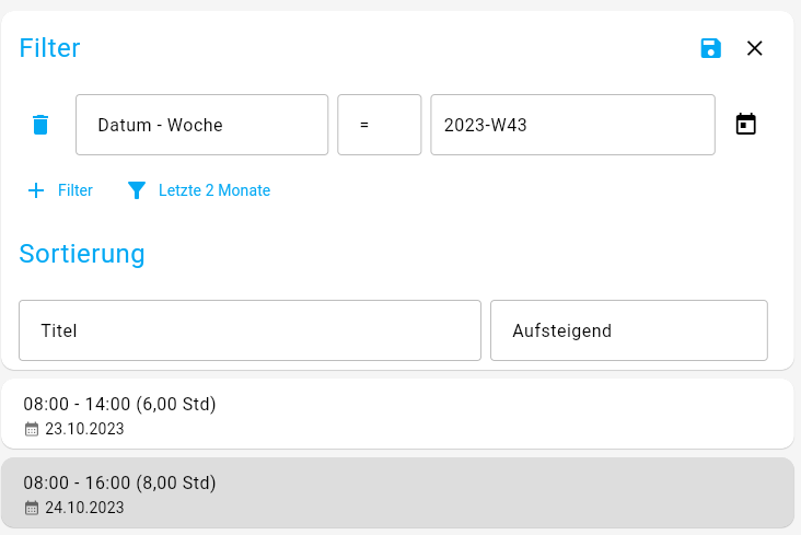 Dat Filter Suchen und Filtern | Univelop Docs